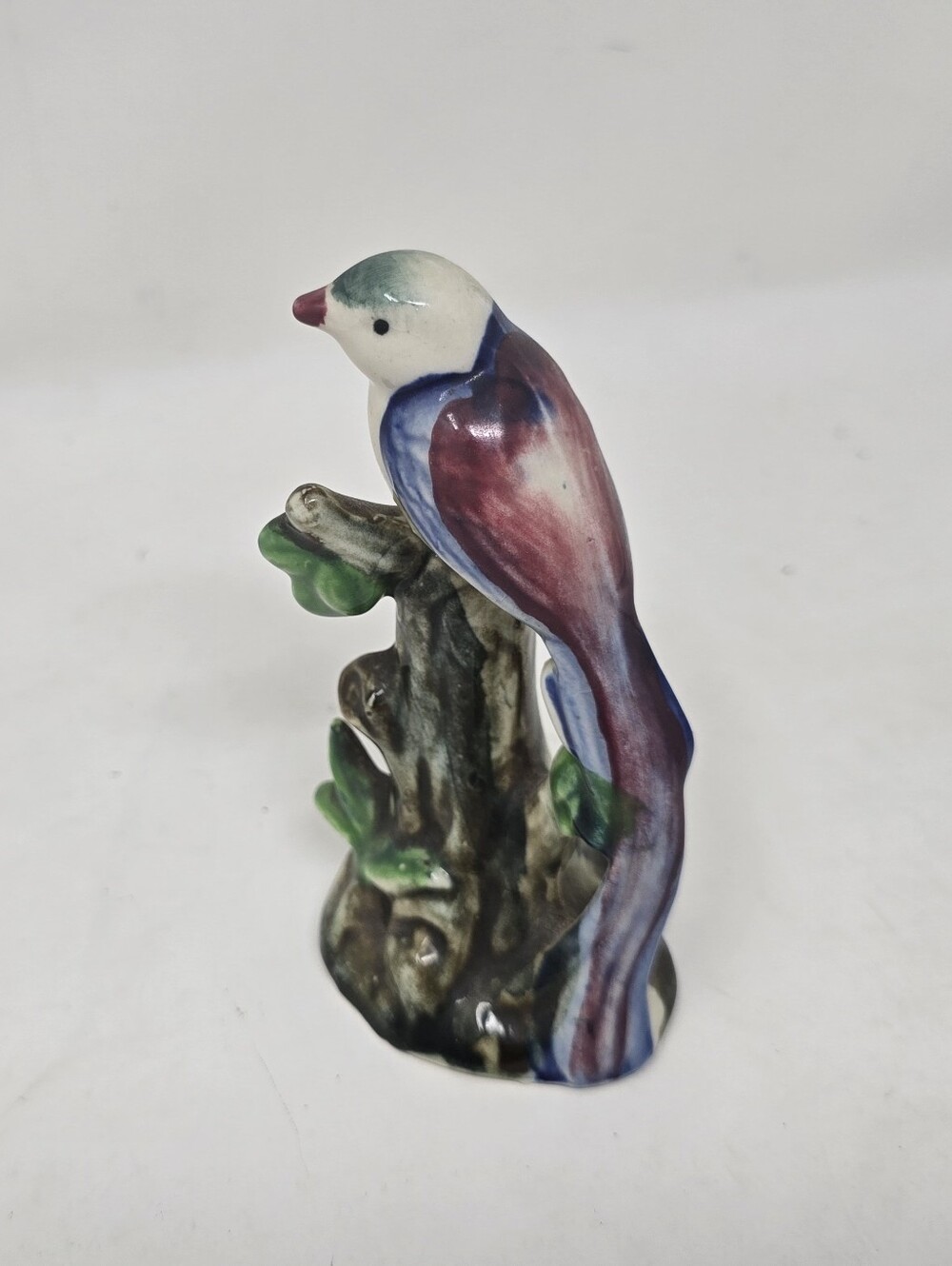 Vintage Tropical Bird on Stump Figurine Made in Japan Multi Color Ceramic MCM 5"